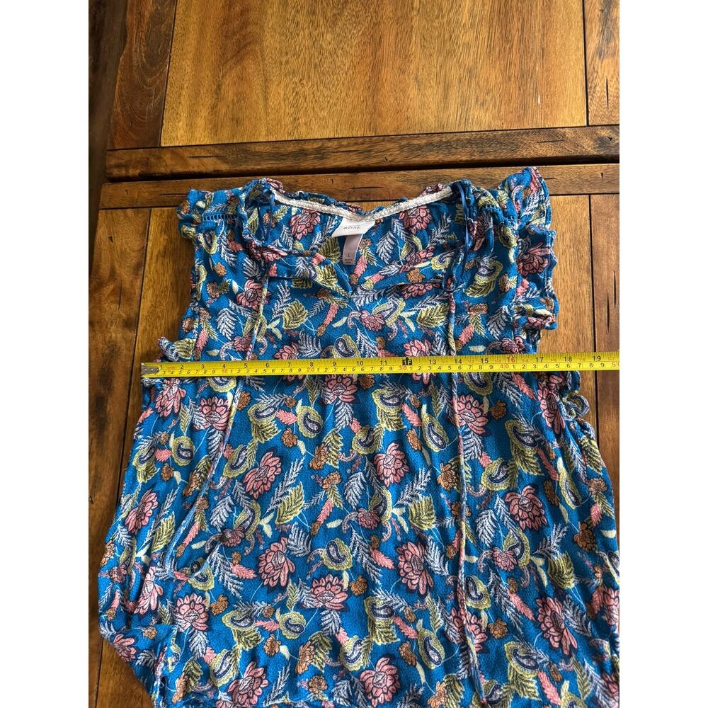 Knox Rose Boho Floral Rayon Tie Front Women’s Blouse Top Size L - Picture 7 of 11